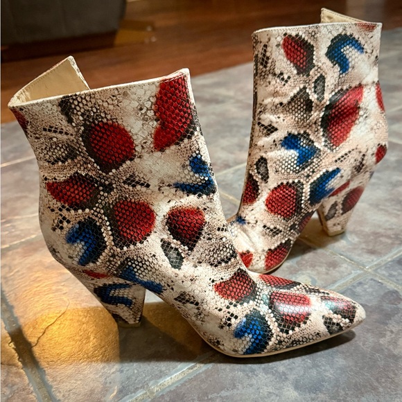 Chic Multicolor Snake Print Ankle Boots - Picture 12 of 15